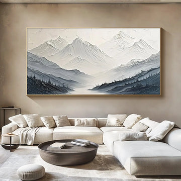 Original minimalist mountains and rivers hand-painted oil painting thick texture modern art wall painting decoration