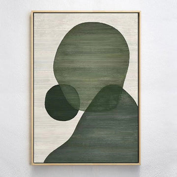 Abstract green hand painted oil painting wall painting minimalist art decoration