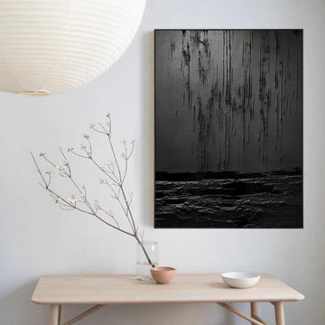 Original minimalist oil painting black ocean and sky canvas painting home decoration texture wall painting