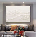 Original oil painting minimalist art canvas white mountain thick texture home decoration texture large wall painting hanging painting