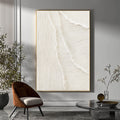 Minimalist off-white beach hand-painted oil painting thick texture art wall painting modern decoration